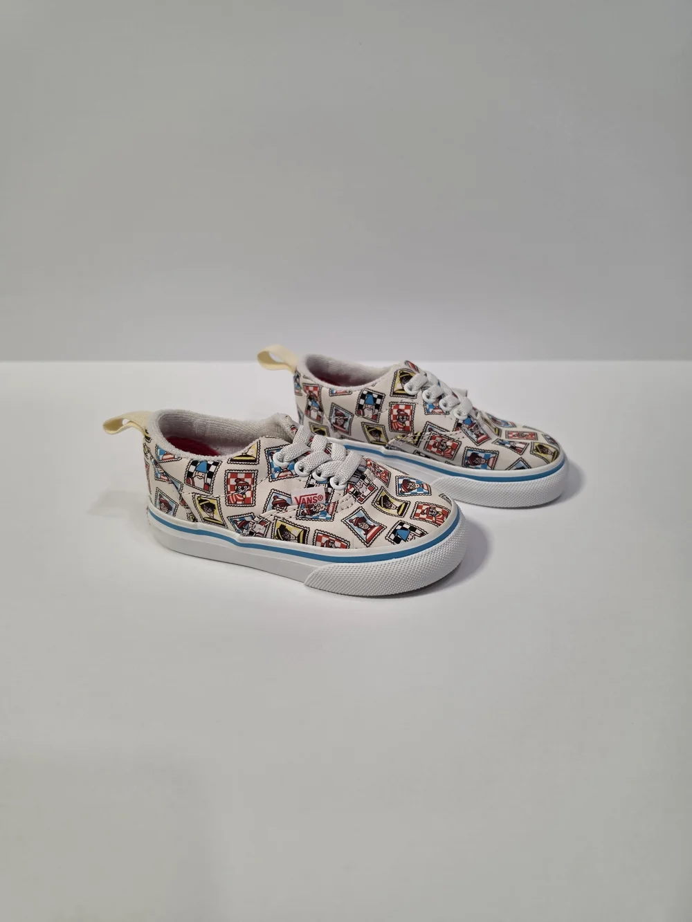 Vans x Where's Waldo Toddler Era Elastic Lace Shoes Postage Stamp Size 6 EUC